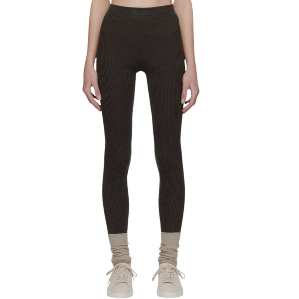 Fear Of God Essentials Ribbed Sweater Leggings in Chocolate Brown - Picture 2 of 13